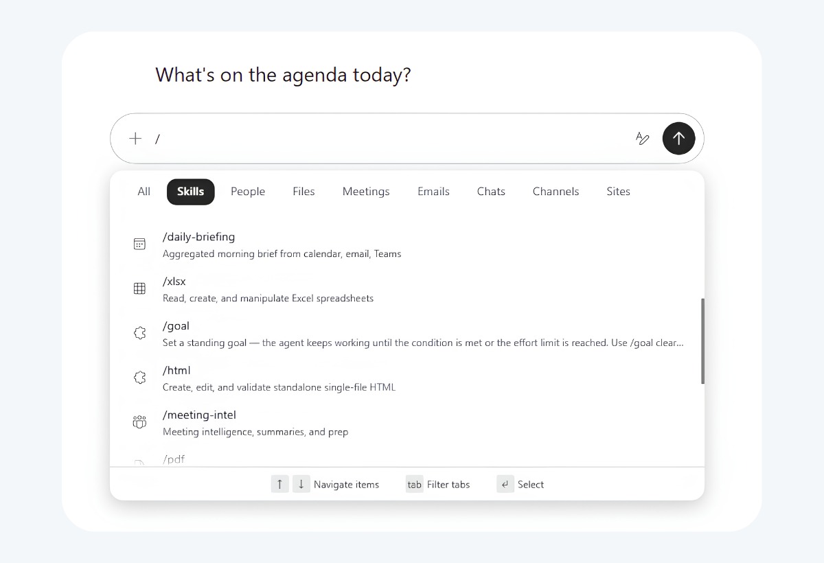 Copilot Cowork skill list