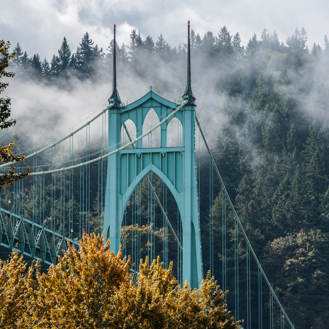 St. John's bridge in North Portland, an area serviced by SpireTech IT managed services St. John's bridge in North Portland, an area serviced by SpireTech IT managed services. Trees are in fall colors