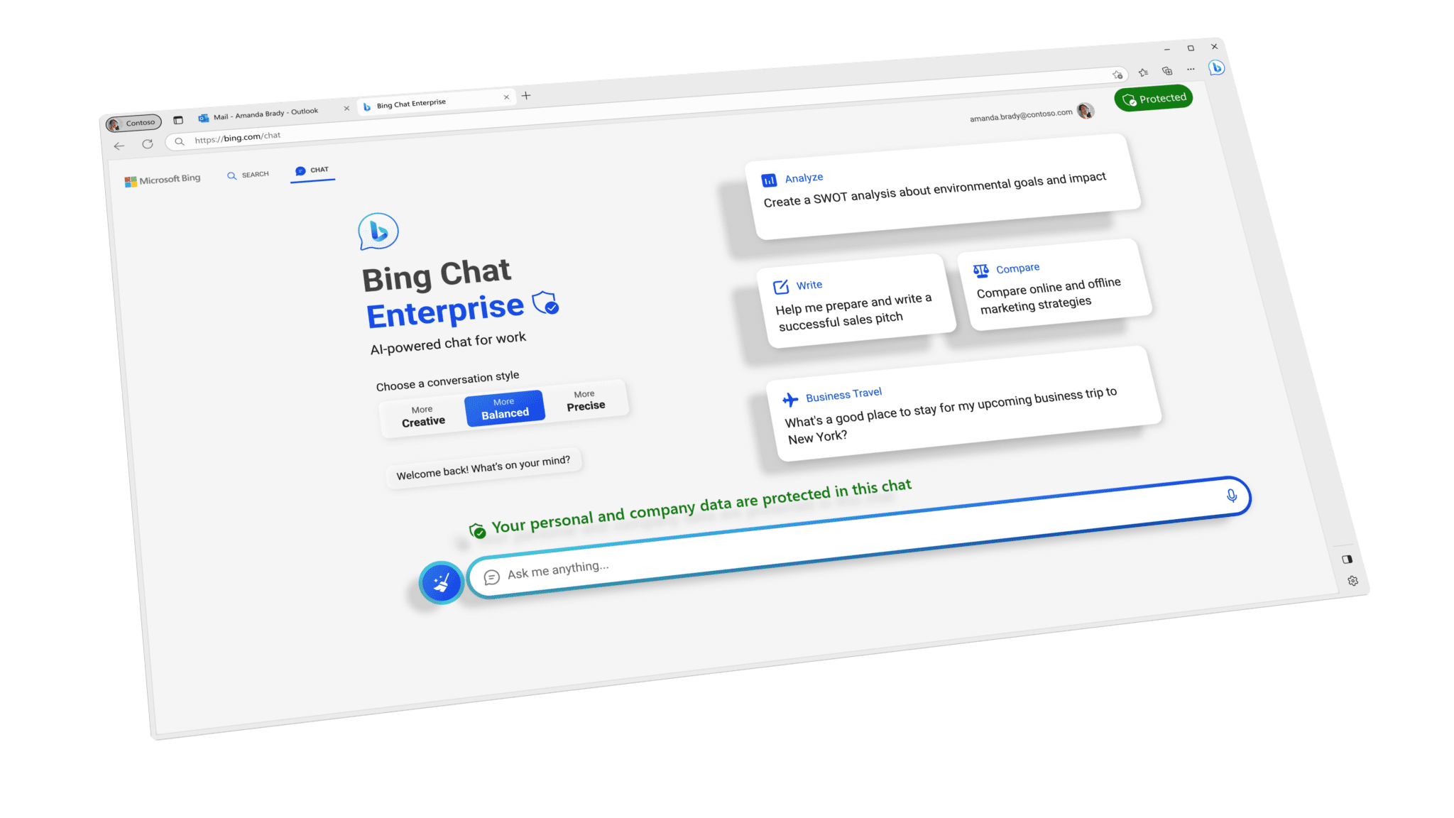 Promotional photo of Bing Chat Enterprise in use, courtesy of Microsoft. 