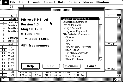 microsoft excel 1.5
